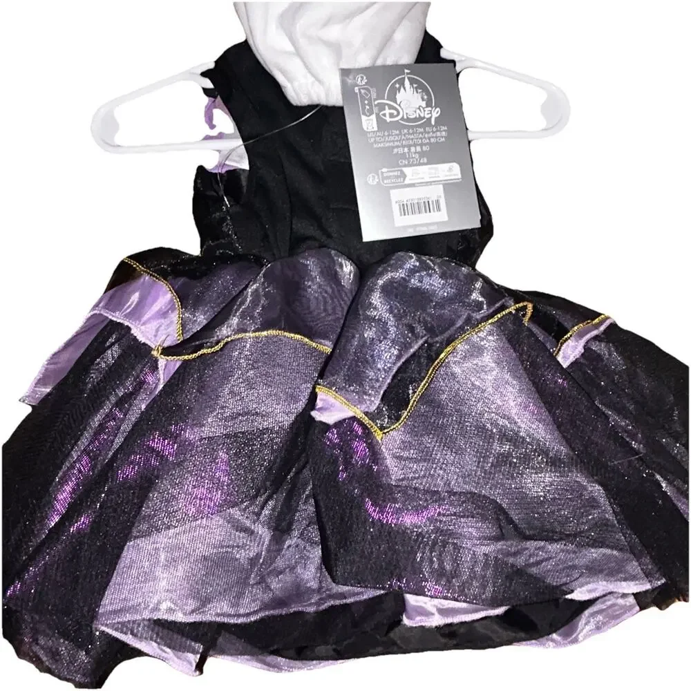 Baby Girls Disney Little Mermaid purple Ursula dress Costume size 6-12 months